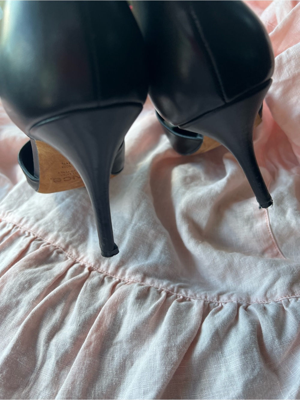 Vince Black Leather Pointed-Toe D'Orsay Heels - Picture 7 of 7